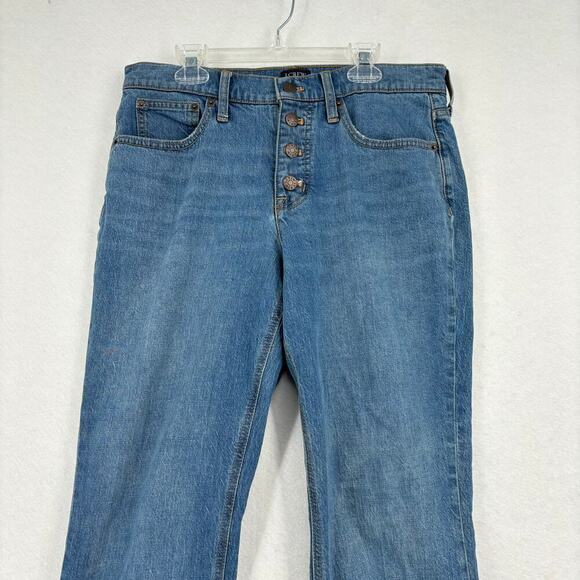 J. Crew Mid Rise Flare Crop Jeans Stretch Denim Button Fly Women's Size 28 - Picture 2 of 11